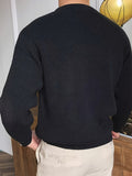 Plus Size Solid Textured Sweater - Men's Fashion Casual Knit Pullover for Spring Fall Winter - Men's Clothing