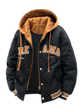 Thick Warm Winter Men's Casual Hooded Parka - Zip-Up Front and Long Sleeves Jacket