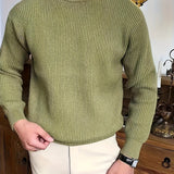 Plus Size Solid Textured Sweater - Men's Fashion Casual Knit Pullover for Spring Fall Winter - Men's Clothing