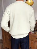 Plus Size Solid Textured Sweater - Men's Fashion Casual Knit Pullover for Spring Fall Winter - Men's Clothing