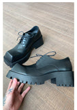 Black Square Toe Leather Shoes