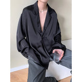 Summer Black White Silk Blazer Men's Fashion Business Society Mens Suit Jacket Korean Loose Casual Dress Jacket Men M-XL