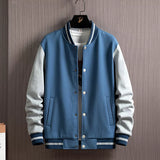 New Men Baseball Jacket Single Breasted Patchwork Casual Baseball Uniform Coat MaleBomber Jacket