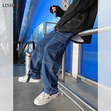 Men Wide Leg Jeans Mens Spring cargo pants Hip Hop Streetwear New Loose Straight Baggy Denim Pants Male work jeans