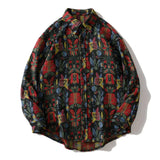 Southwestern Aztec Tribal Indian Button Shirts Streetwear Hip Hop Casual Flowers Patterned Long Sleeve Shirt Coats Tops