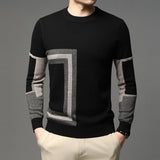 New Fashion High End Designer Brand Mens Knit Black Wool Pullover Sweater Crew Neck Autum Winter Casual Jumper Mens Clothes