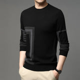 New Fashion High End Designer Brand Mens Knit Black Wool Pullover Sweater Crew Neck Autum Winter Casual Jumper Mens Clothes