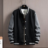 New Men Baseball Jacket Single Breasted Patchwork Casual Baseball Uniform Coat MaleBomber Jacket