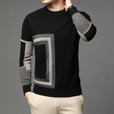 New Fashion High End Designer Brand Mens Knit Black Wool Pullover Sweater Crew Neck Autum Winter Casual Jumper Mens Clothes