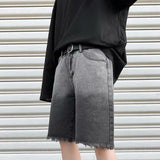 Summer Gradient Denim Shorts Men's Fashion Retro Denim Shorts Mens Streetwear Korean Loose Hip-hop Straight Denim Shorts Men