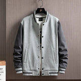 New Men Baseball Jacket Single Breasted Patchwork Casual Baseball Uniform Coat MaleBomber Jacket