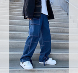 Men Wide Leg Jeans Mens Spring cargo pants Hip Hop Streetwear New Loose Straight Baggy Denim Pants Male work jeans