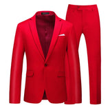 Men's Suit Jacket with Pant Slim Fit Formal Clothing Business Work Wedding Tuxedo Set Blazer Trousers White Pink Red Suits Man