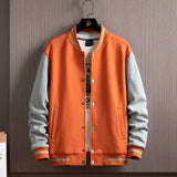 New Men Baseball Jacket Single Breasted Patchwork Casual Baseball Uniform Coat MaleBomber Jacket