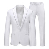 Men's Suit Jacket with Pant Slim Fit Formal Clothing Business Work Wedding Tuxedo Set Blazer Trousers White Pink Red Suits Man