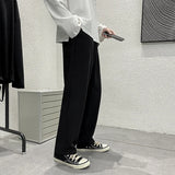 Black Suit Pants Men Fashion Society Mens Dress Pants Korean Loose Straight Wide-leg Pants Men Casual Office Formal Trousers