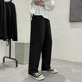 Black Suit Pants Men Fashion Society Mens Dress Pants Korean Loose Straight Wide-leg Pants Men Casual Office Formal Trousers