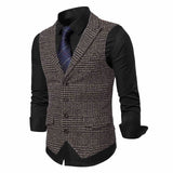 Mens Suit Vest Fashion Slim Fit Thin Plaid Men Waistcoat Tops Business Vest Waistcoat Man England Style Male Casual Suits Vests