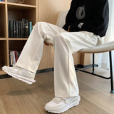 Khaki Black White Suit Pants Men's Fashion Business Society Mens Dress Pants Korean Casual Wide-leg Pants Men Straight Trousers