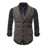 Mens Suit Vest Fashion Slim Fit Thin Plaid Men Waistcoat Tops Business Vest Waistcoat Man England Style Male Casual Suits Vests