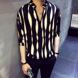 Stripe pullover shirt men herren hemd camisa masculina shirt homme korean fashion stylish designer shirt men