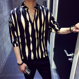 Stripe pullover shirt men herren hemd camisa masculina shirt homme korean fashion stylish designer shirt men