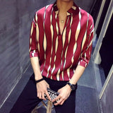 Stripe pullover shirt men herren hemd camisa masculina shirt homme korean fashion stylish designer shirt men