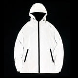 Night Reflective Jackets Double fabric Windbreaker Hooded Jacket Men Hip Hop Dancer singer Waterproof Zipper Coats Outwear