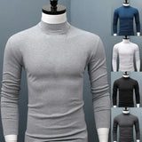 Men Shirt Sweater Solid Color Half High Collar Casual Slim Long Sleeve Keep Warm Tight Shirt Male for Men Clothes Inner Wear 2Xl