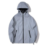 Night Reflective Jackets Double fabric Windbreaker Hooded Jacket Men Hip Hop Dancer singer Waterproof Zipper Coats Outwear