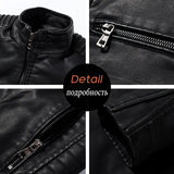 Men's Jacket Fashion Mens Vintage Leather Jackets Casual Men Faux Leather Motorcycle Jackets Biker Zipper Pockets Coats