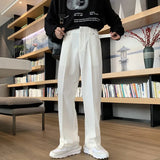 Khaki Black White Suit Pants Men's Fashion Business Society Mens Dress Pants Korean Casual Wide-leg Pants Men Straight Trousers