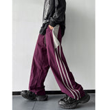 American retro spring and autumn wide-leg oversize design striped assault pants loose versatile casual trousers