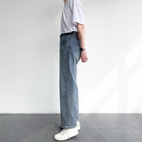 mens outfit inspiration Drop Jeans Men's Retro Distressed Hong Kong Style Loose Straight Pants All-Match Draping