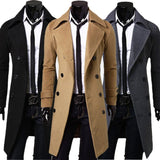 mens winter fashion New Men's Double-Breasted Woolen Trench Coat Mid-Length Slim Casual Woolen Coat [M-4XL]]