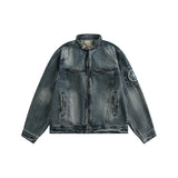 Retro washed distressed denim jacket for boys new American high street loose handsome workwear jacket tops