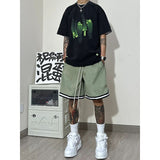 American design drawstring casual shorts men summer trend hiphop retro all-match loose straight shorts