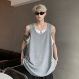 two-piece waistcoat vest for men, summer trend, handsome American style sleeveless men's T-shirt, loose fitness top, outer wear