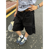 American retro multi-pocket work shorts men's summer new casual loose washed straight shorts