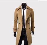 mens winter fashion New Men's Double-Breasted Woolen Trench Coat Mid-Length Slim Casual Woolen Coat [M-4XL]]