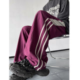 American retro spring and autumn wide-leg oversize design striped assault pants loose versatile casual trousers