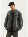 Retro washed distressed denim jacket for boys new American high street loose handsome workwear jacket tops