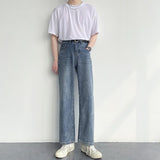 mens outfit inspiration Drop Jeans Men's Retro Distressed Hong Kong Style Loose Straight Pants All-Match Draping