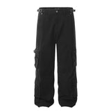 black men fashion urban 11kn American Overalls Men's and Women's Retro Multi-Pocket Loose Wide-Leg Cleanfit Casual Trousers