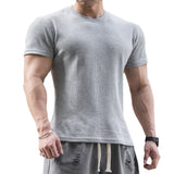 masculine men American-Style Thickened Fitness Men's Summer round Neck Short Sleeve Stretch Slim Fit Sports Trendy Bodybuilding Outdoor Quick-Drying T-shirt