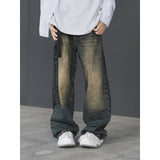 Washed distressed vintage jeans men summer new loose casual versatile wasteland style mopping long pants