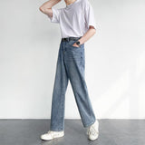 mens outfit inspiration Drop Jeans Men's Retro Distressed Hong Kong Style Loose Straight Pants All-Match Draping