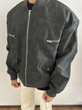 Autumn and winter design niche high-end American street retro zipper pocket suede jacket unisex jacket