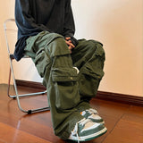 Men Cargo Pants Multi-Pockets Tool Pants Harajuku Mens Vintage Loose Wide Leg Pants Streetwear Casual Hip-Hop Trousers