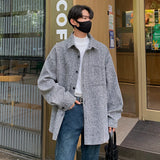 Autumn Woolen Coat Men Fashion Oversized Vintage Woolen Jacket Men Streetwear Korean Loose Short Woolen Coat Men Plus Size M-5XL